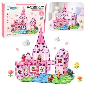 LEAN TOYS Magnetic Blocks With Figures Paints Cards For Painting Pink 80 pcs