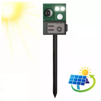 LEAN Solar Animal Repeller ar kustības sensoru, ultraskaņu un LED diodēm