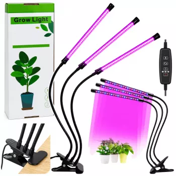 LEAN LED Lamp for Growing and Illuminating Plants, Triple Modules, Clip