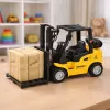 LEAN TOYS Forklift Truck with Motorized Metal Pallet Box Moving Forks Yellow