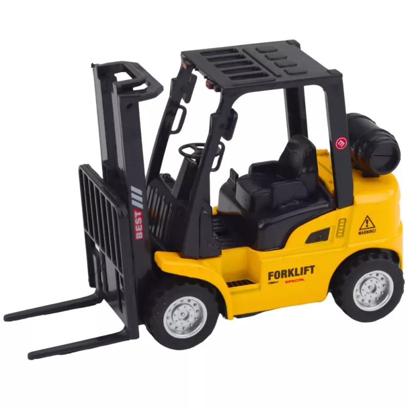 LEAN TOYS Forklift Truck with Motorized Metal Pallet Box Moving Forks Yellow