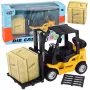 LEAN TOYS Forklift Truck with Motorized Metal Pallet Box Moving Forks Yellow