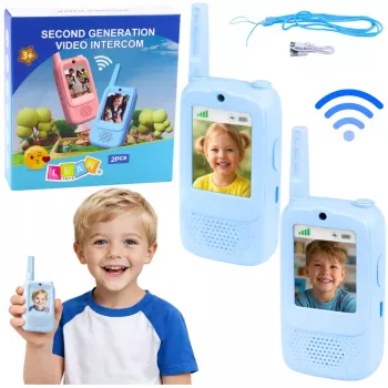 LEAN TOYS Walkie Talkies For Kids Video Talk Recording Camera Blue