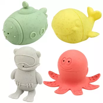 LEAN TOYS Educational Bath Toys Sensory Rubber Figures Pastel 4 pcs.