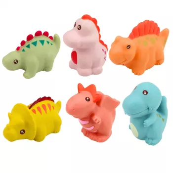 LEAN TOYS Set of Educational Rubber Dinosaurs for Bathing, Pastel Games, 6 Pieces