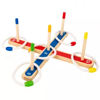 LEAN TOYS Wooden Ring Throwing Skill Game Family Game with Scoring