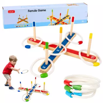 LEAN TOYS Wooden Ring Throwing Skill Game Family Game with Scoring