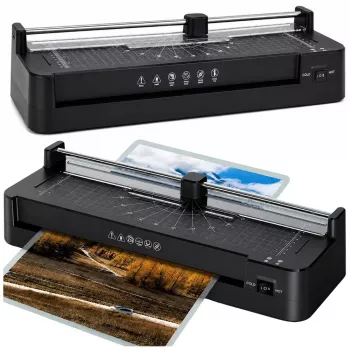 LEAN 3-in-1 Laminators ar Griezēju un Stūru noapaļotāju A3 Foto Dokumentiem Melns