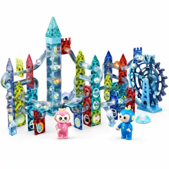 LEAN TOYS Magnetic Blocks Set Ball Track Mill Wheel 118 pcs