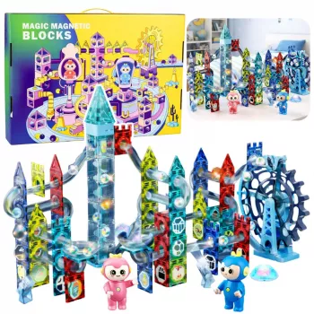 LEAN TOYS Magnetic Blocks Set Ball Track Mill Wheel 118 pcs