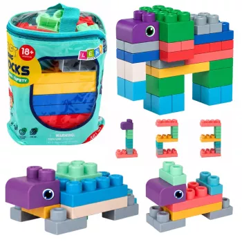 LEAN TOYS Soft Sensory Construction Blocks in a Bag for Children, Colorful, 30 pcs.