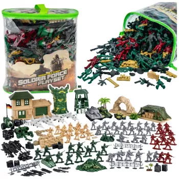 LEAN TOYS Military Base Figures Soldiers Vehicles Large Military Set 300 pcs.