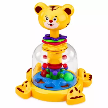 LEAN TOYS Interactive Tiger Cat Spinning Top with Spinning Balls for Babies