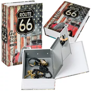 LEAN TOYS Book Safe With Key Small Cash Box Route 66