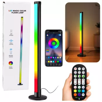 LEAN RGB LED stūra grīdas lampa ar mūzikas režīmu, tālvadību un lietotni 90cm