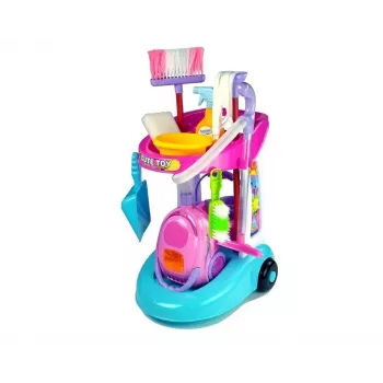 LEAN TOYS Tīrīšanas komplekts ratiņos ar putekļsūcēju