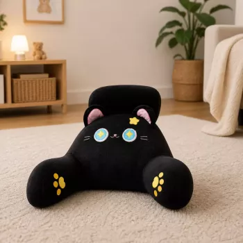 LEAN TOYS Backrest Armchair Back Support for Armchair Bed Cat Black 60 x 40 cm