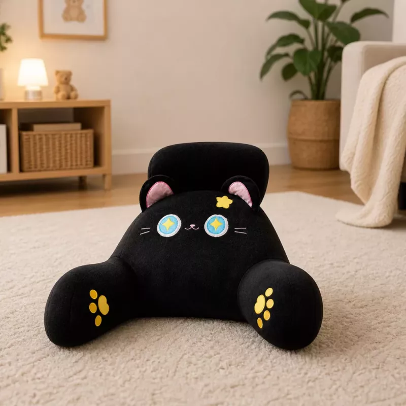 LEAN TOYS Backrest Armchair Back Support for Armchair Bed Cat Black 60 x 40 cm