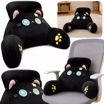 LEAN TOYS Backrest Armchair Back Support for Armchair Bed Cat Black 60 x 40 cm