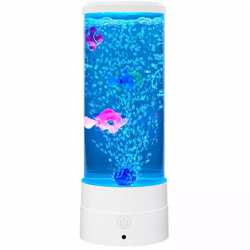 LEAN Decorative Night Lamp LED RGB Aquarium With Fish 16 Colors USB White