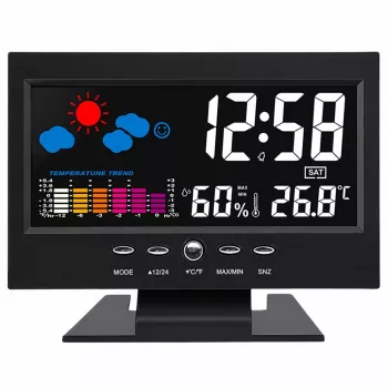 LEAN Digital Clock with Indoor Thermometer and Hygrometer LED Weather Station