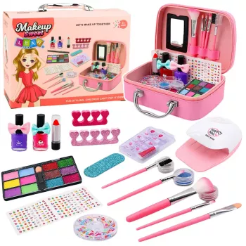 LEAN TOYS Beauty Set Cosmetic Bag For Children Nail Accessories Dryer 20 pcs