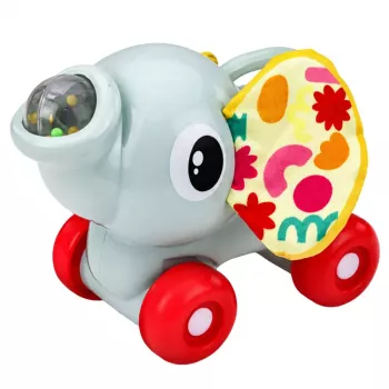 LEAN TOYS Interactive Sensory Toy Elephant Car for Toddlers Gray