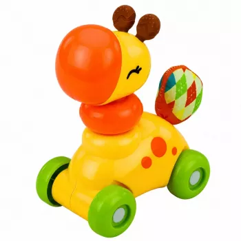LEAN TOYS Interactive Sensory Toy Giraffe Car For Toddlers Yellow
