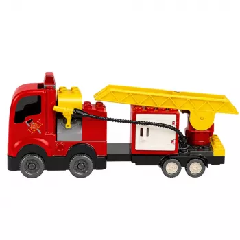 LEAN TOYS Fire Department Motorized Fire Truck Firefighter Figure Building Blocks Set