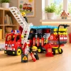 LEAN TOYS Foldable Fire Truck Building Blocks Set ar ugunsdzēsēju figūrām, gaismām un skaņām, 94 detaļas