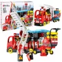LEAN TOYS Foldable Fire Truck Building Blocks Set ar ugunsdzēsēju figūrām, gaismām un skaņām, 94 detaļas