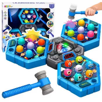 LEAN TOYS Whack-A-Mole Creatures Arcade Game For 3 Players 3 Modes Glowing Hammers