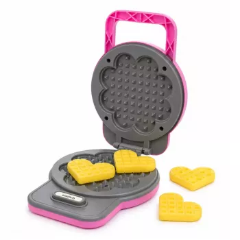 LEAN TOYS Waffle Maker for Kids - Waffles ar krāsu maiņas gaismiņām un skaņām - Rozā