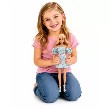 LEAN TOYS Anlily Fashion Doll in Blue Floral Dress, Bag, and Accessories Set