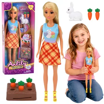 LEAN TOYS Anlily lelle ar balto trusi un burkāniem Burkānu statīva komplekts