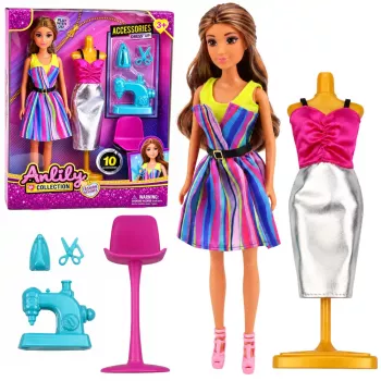 LEAN TOYS Anlily Clothes Designer Dressmaker Sewing Machine Mannequin Doll Set