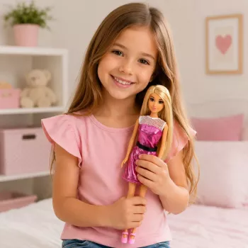 LEAN TOYS Anlily Fashion Doll in Pink Dress Set with Handbags, Shoes, and Accessories