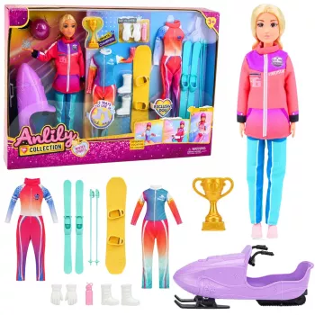 LEAN TOYS Anlily Doll Winter Sports Skis Snowmobile Snowboard Clothes Set