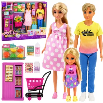 LEAN TOYS Anlily Dolls Family in Supermarket Store Pregnant Doll Accessories Set