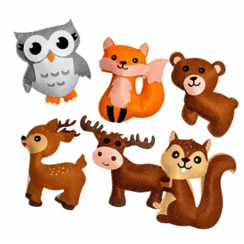LEAN TOYS Creative Kit Stuffed Animals for Sewing Felt DIY Forest Animals 6 pcs.