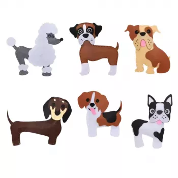 LEAN TOYS Creative Set of Stuffed Animals for Sewing Felt Plush Dolls DIY Dogs 6 pcs.