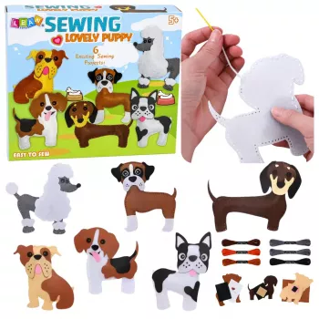 LEAN TOYS Creative Set of Stuffed Animals for Sewing Felt Plush Dolls DIY Dogs 6 pcs.
