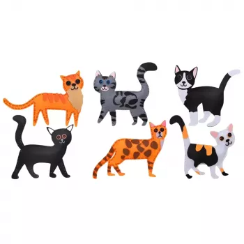 LEAN TOYS Creative Set of Sewing Plush Toys Felt Cats Plushies DIY 6 pcs.