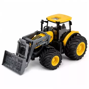 LEAN TOYS Agricultural Farm Tractor with Bulldozer Lights Sounds Yellow 1:24