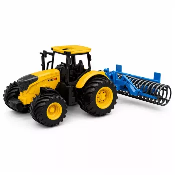 LEAN TOYS Agricultural Farm Tractor with Roller Lights Sounds Yellow 1:24