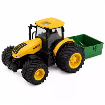 LEAN TOYS Agricultural Farm Tractor With Fertilizer Spreader Lights Sound Yellow 1:24