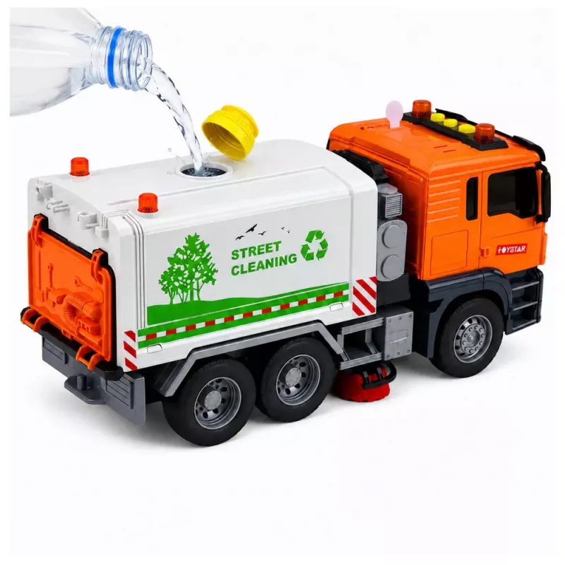 LEAN TOYS Street Sweeper Truck ar ūdens smidzināšanas sistēmu, gaismām un skaņu