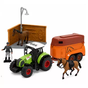 LEAN TOYS Set Farm Stud Farm Tractor Obstacle Course Jumping Hills Horses Figures 72 pcs.