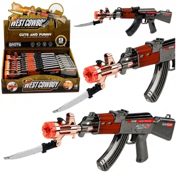 LEAN TOYS AK47 šautene ar baterijām, dūmu efektu, gaismām un skaņām