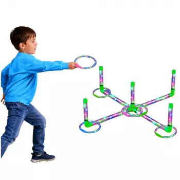 LEAN TOYS Ringo Throwing Skill Game for Kids LED Glowing Hoops Posts
